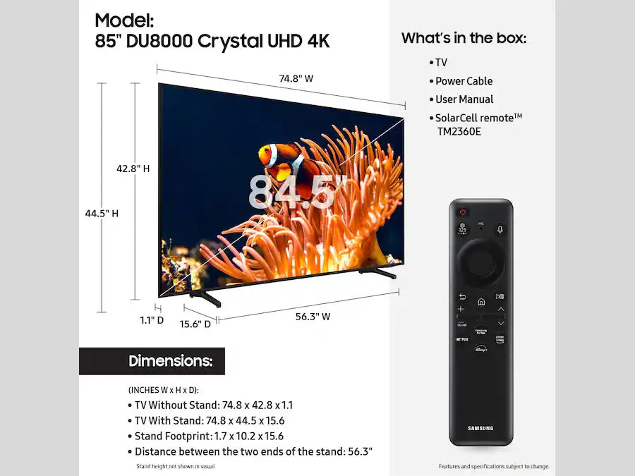 Samsung 85" 4K Smart UHDTV