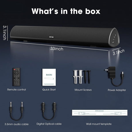 Bestisan 2.1 Soundbar, 34"