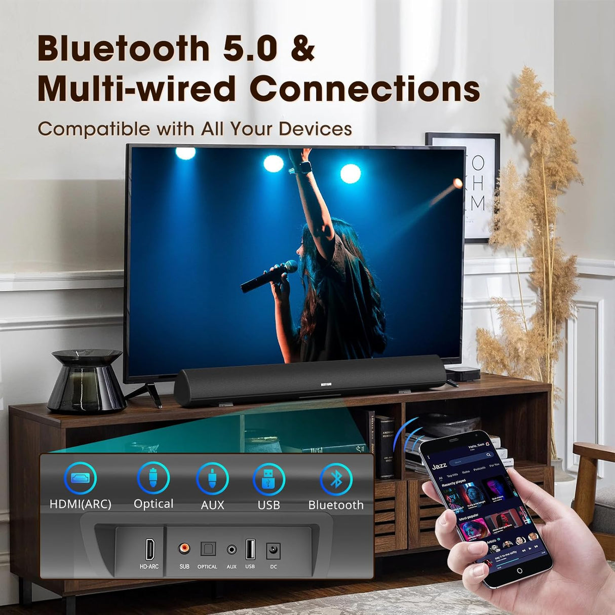 Bestisan 2.1 Soundbar, 28" (55" TV and Under)